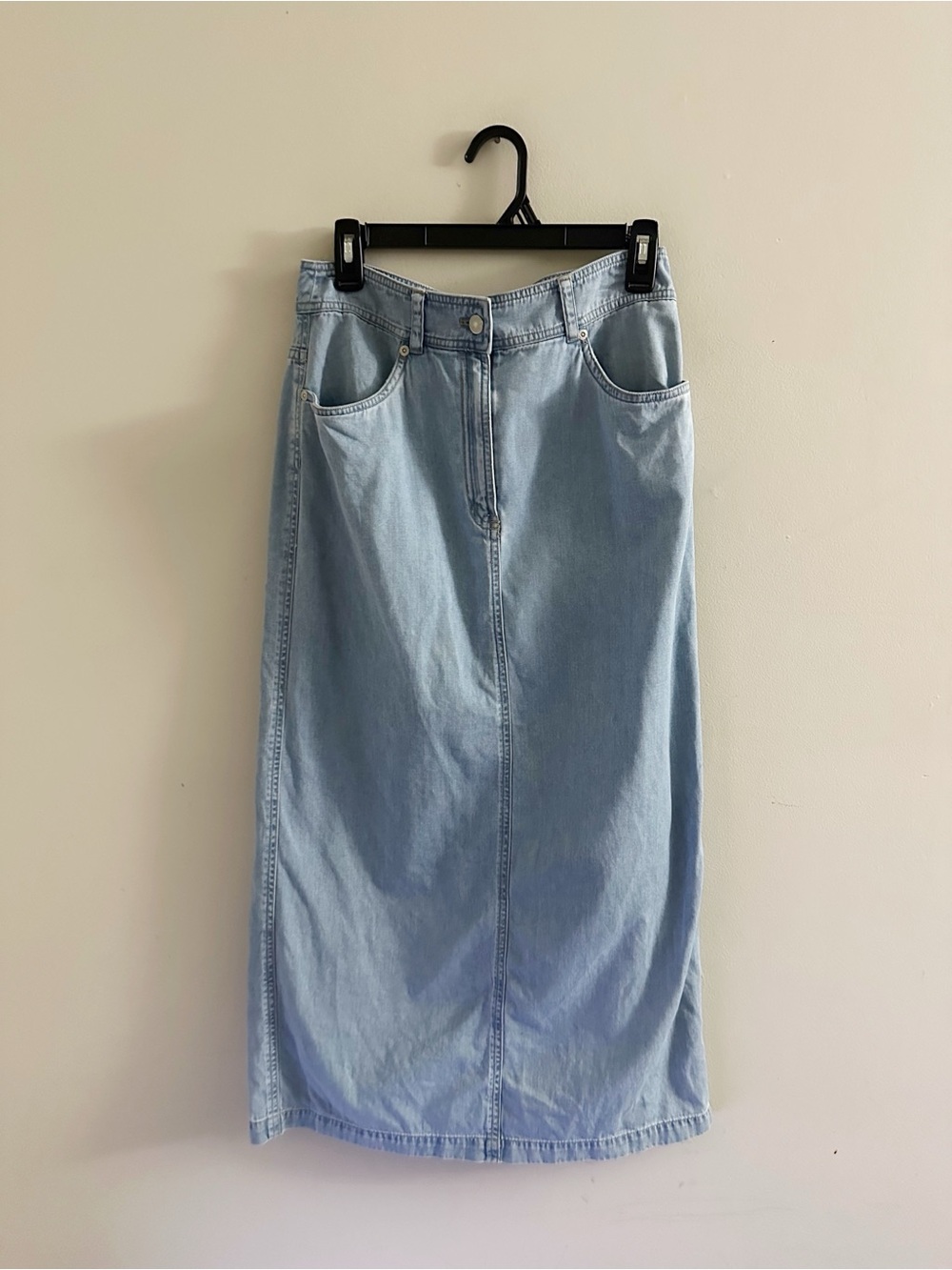 Vintage Jones Jeans Light Wash Denim Midi Skirt Western Cowgirl Coastal Boho